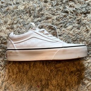 Women’s white Platform Checkerboard Vans 7.5
